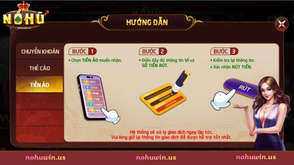 Hướng dẫn rút tiền Nohuwin nhanh chóng, chính xác